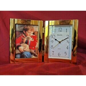 New (Other) Bulova Hinged Quartz Clock  3″x5″ Picture Frame